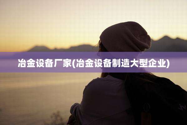 冶金设备厂家(冶金设备制造大型企业)