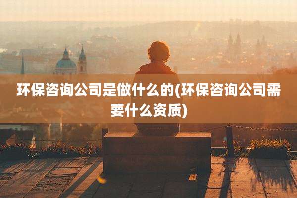环保咨询公司是做什么的(环保咨询公司需要什么资质)