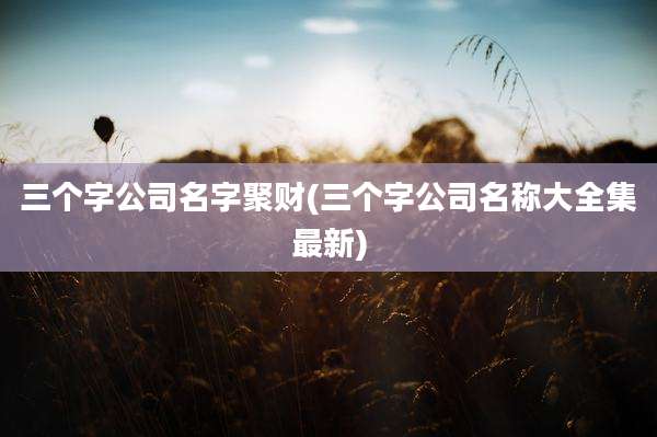 三个字公司名字聚财(三个字公司名称大全集最新)