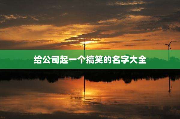 给公司起一个搞笑的名字大全