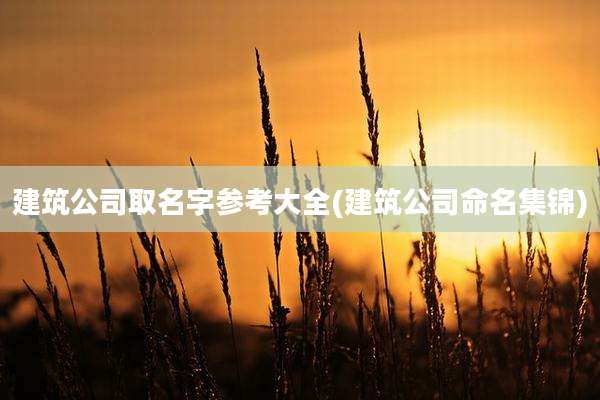 建筑公司取名字参考大全(建筑公司命名集锦)