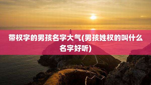 带权字的男孩名字大气(男孩姓权的叫什么名字好听)