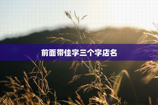 前面带佳字三个字店名
