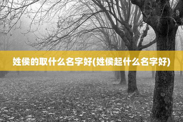 姓侯的取什么名字好(姓侯起什么名字好)