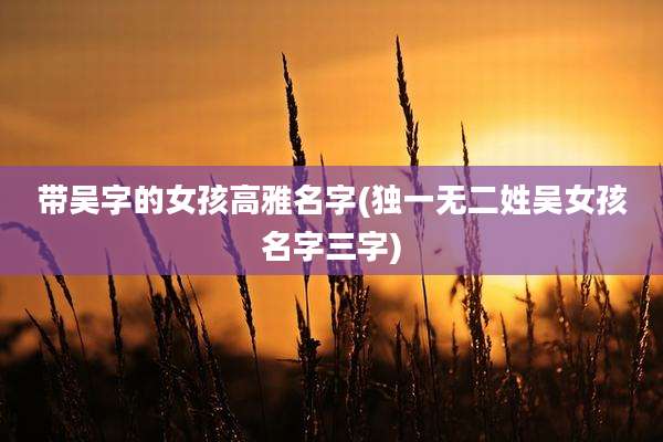 带吴字的女孩高雅名字(独一无二姓吴女孩名字三字)