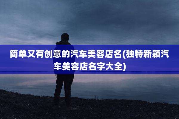 简单又有创意的汽车美容店名(独特新颖汽车美容店名字大全)