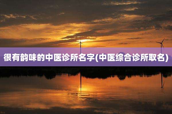 很有韵味的中医诊所名字(中医综合诊所取名)