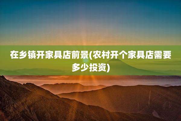 在乡镇开家具店前景(农村开个家具店需要多少投资)
