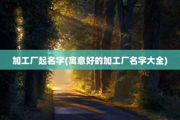 加工厂起名字(寓意好的加工厂名字大全)