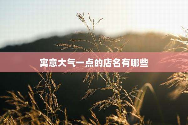 寓意大气一点的店名有哪些