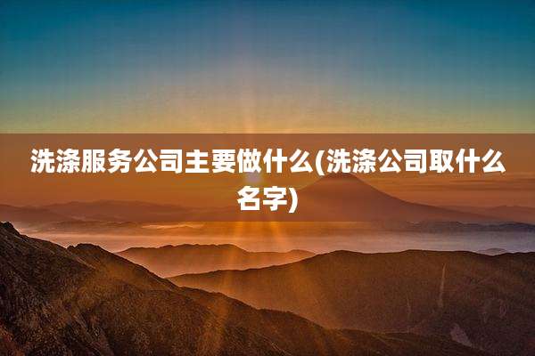 洗涤服务公司主要做什么(洗涤公司取什么名字)