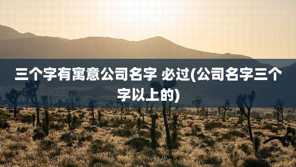 三个字有寓意公司名字 必过(公司名字三个字以上的)