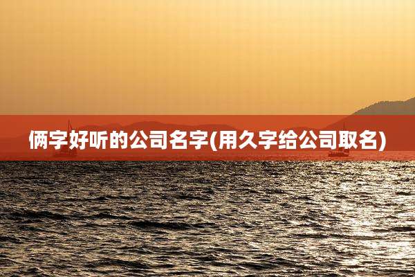 俩字好听的公司名字(用久字给公司取名)