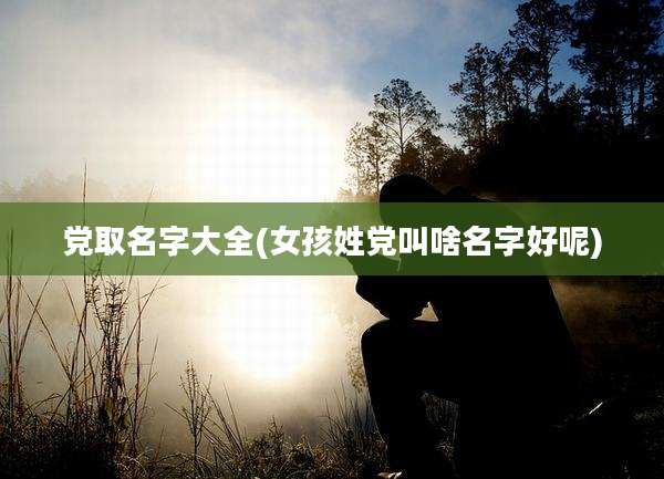 党取名字大全(女孩姓党叫啥名字好呢)