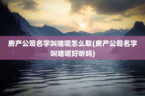 房产公司名字叫啥呢怎么取(房产公司名字叫啥呢好听吗)