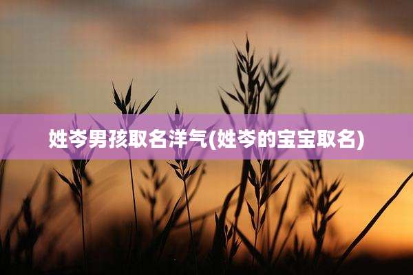 姓岑男孩取名洋气(姓岑的宝宝取名)