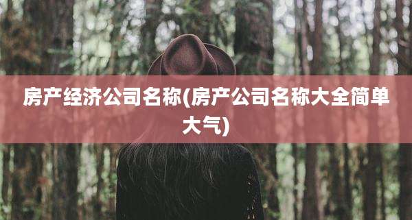 房产经济公司名称(房产公司名称大全简单大气)