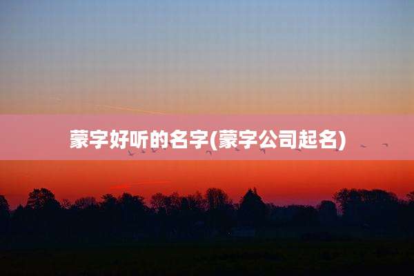 蒙字好听的名字(蒙字公司起名)