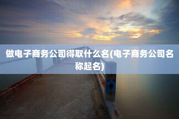 做电子商务公司得取什么名(电子商务公司名称起名)