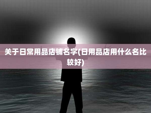 关于日常用品店铺名字(日用品店用什么名比较好)