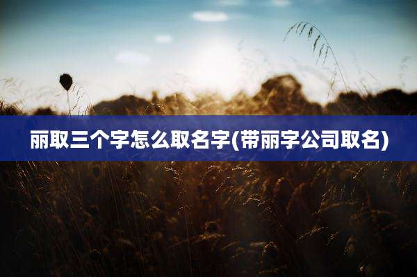 丽取三个字怎么取名字(带丽字公司取名)
