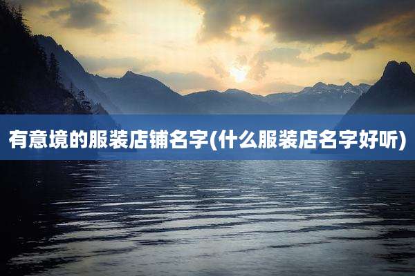 有意境的服装店铺名字(什么服装店名字好听)