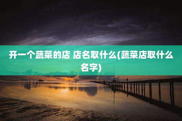 开一个蔬菜的店 店名取什么(蔬菜店取什么名字)