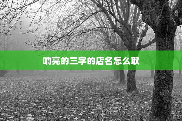 响亮的三字的店名怎么取