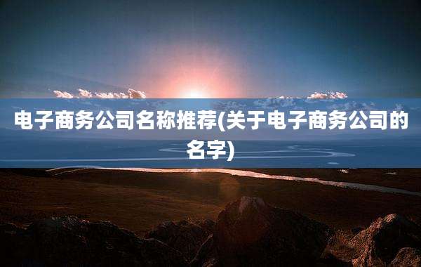 电子商务公司名称推荐(关于电子商务公司的名字)