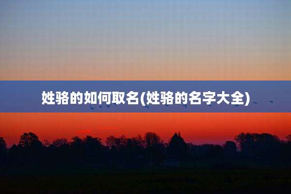 姓骆的如何取名(姓骆的名字大全)