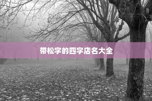 带松字的四字店名大全