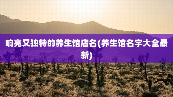 响亮又独特的养生馆店名(养生馆名字大全最新)