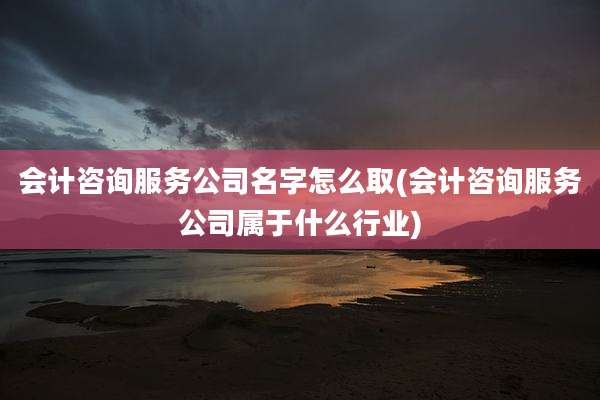 会计咨询服务公司名字怎么取(会计咨询服务公司属于什么行业)