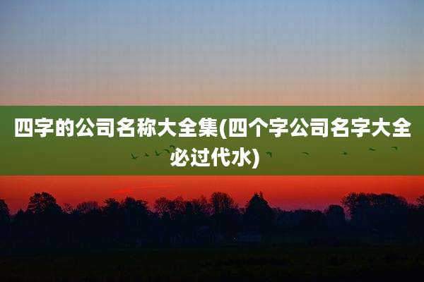 四字的公司名称大全集(四个字公司名字大全 必过代水)