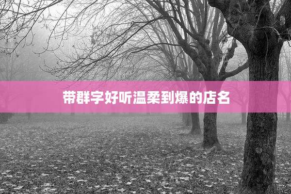 带群字好听温柔到爆的店名