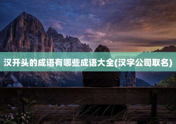 汉开头的成语有哪些成语大全(汉字公司取名)