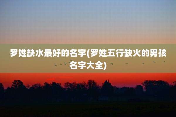 罗姓缺水最好的名字(罗姓五行缺火的男孩名字大全)