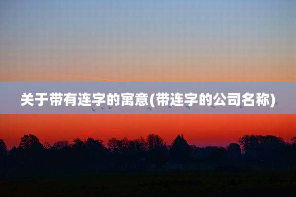关于带有连字的寓意(带连字的公司名称)