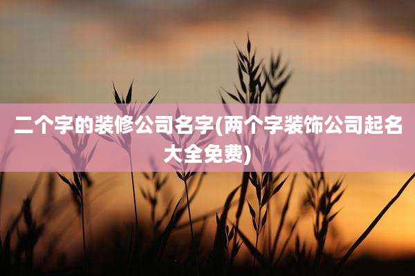 二个字的装修公司名字(两个字装饰公司起名大全免费)