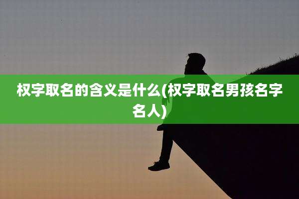 权字取名的含义是什么(权字取名男孩名字名人)