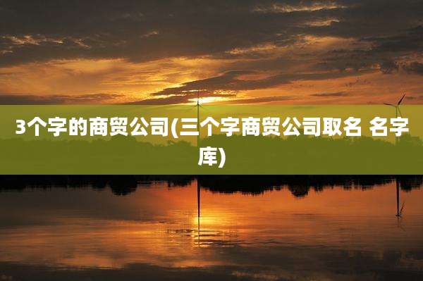 3个字的商贸公司(三个字商贸公司取名 名字库)
