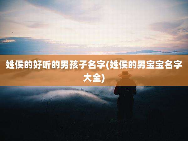 姓侯的好听的男孩子名字(姓侯的男宝宝名字大全)
