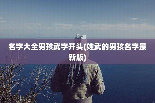 名字大全男孩武字开头(姓武的男孩名字最新版)