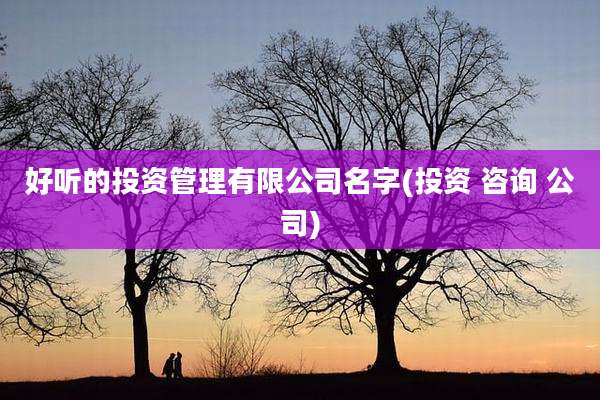 好听的投资管理有限公司名字(投资 咨询 公司)
