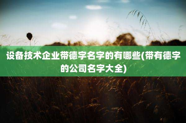 设备技术企业带德字名字的有哪些(带有德字的公司名字大全)