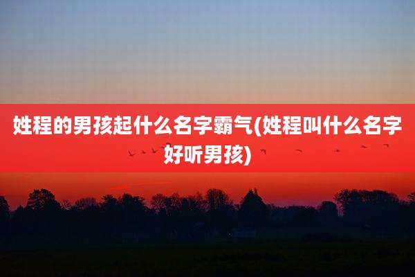 姓程的男孩起什么名字霸气(姓程叫什么名字好听男孩)