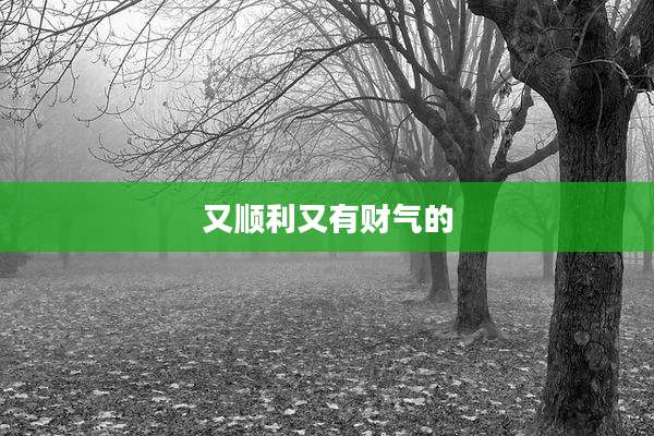 又顺利又有财气的