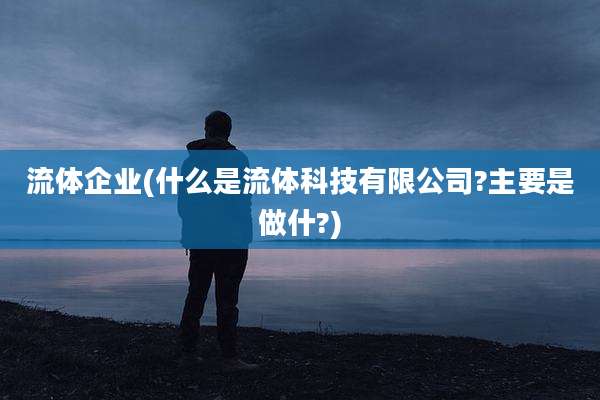 流体企业(什么是流体科技有限公司?主要是做什?)
