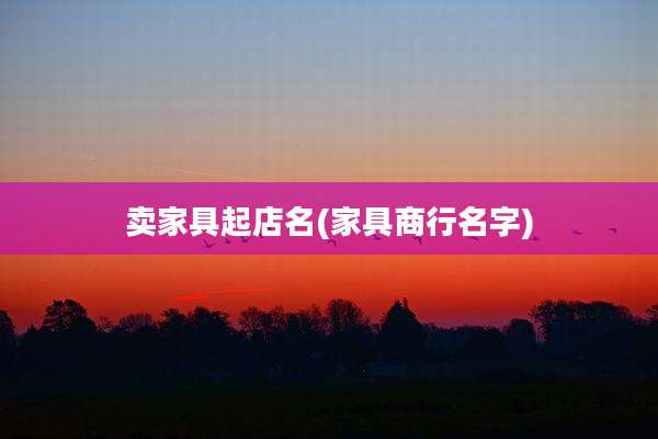 卖家具起店名(家具商行名字)