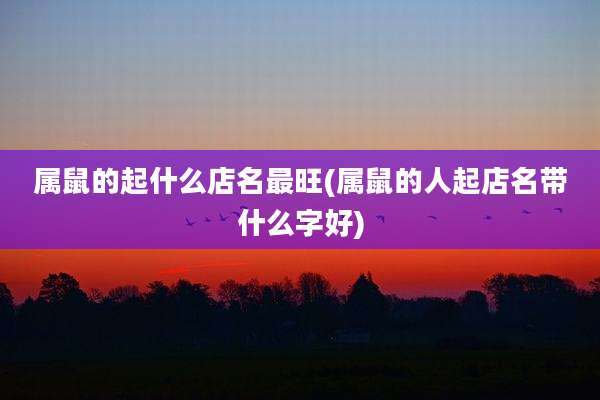 属鼠的起什么店名最旺(属鼠的人起店名带什么字好)